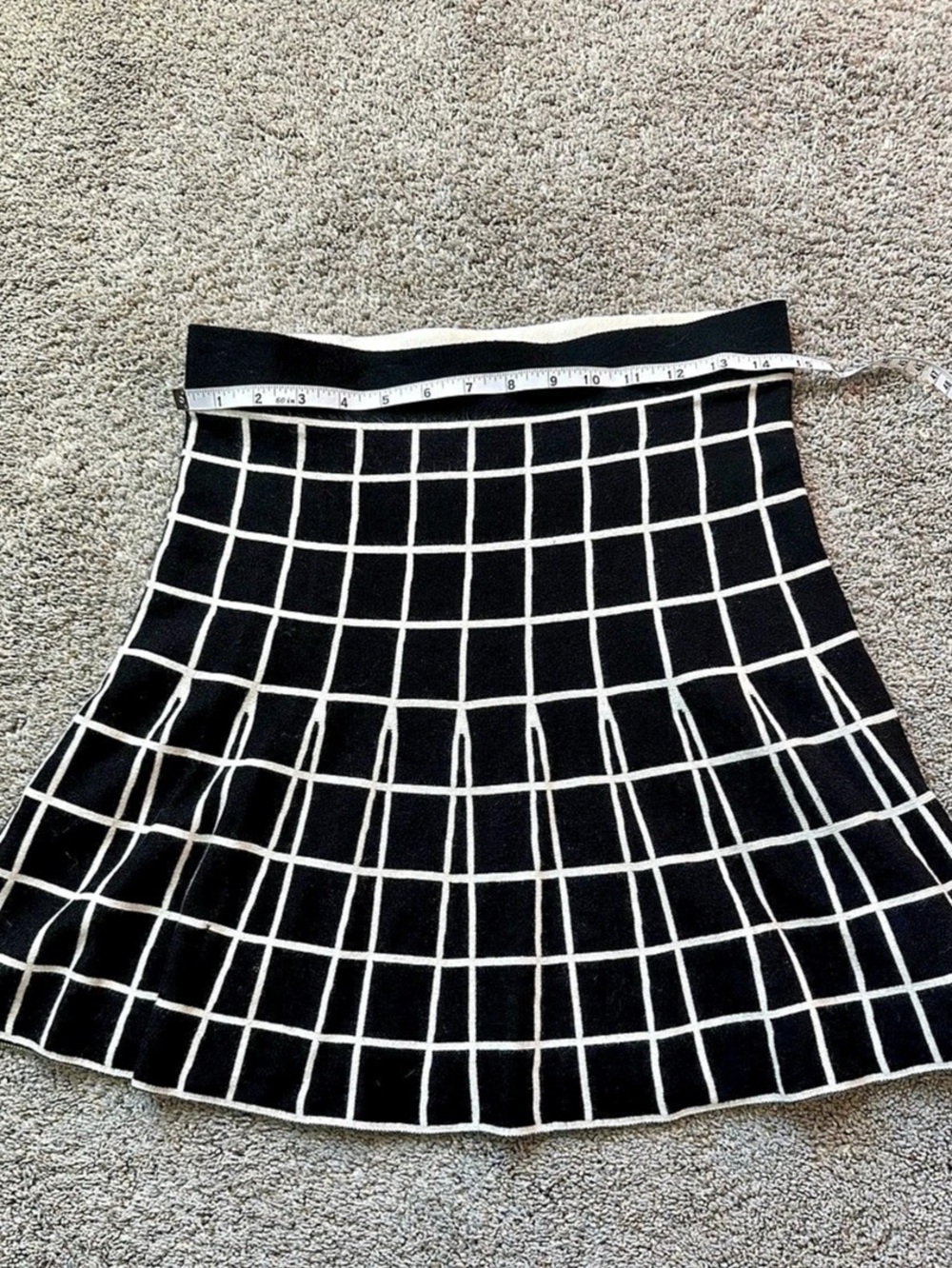 LOFT Checkered A-Line Skirt in Black & White Size XSP Like New